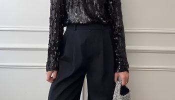 Wide Leg Trousers with a Glittery Crop Top