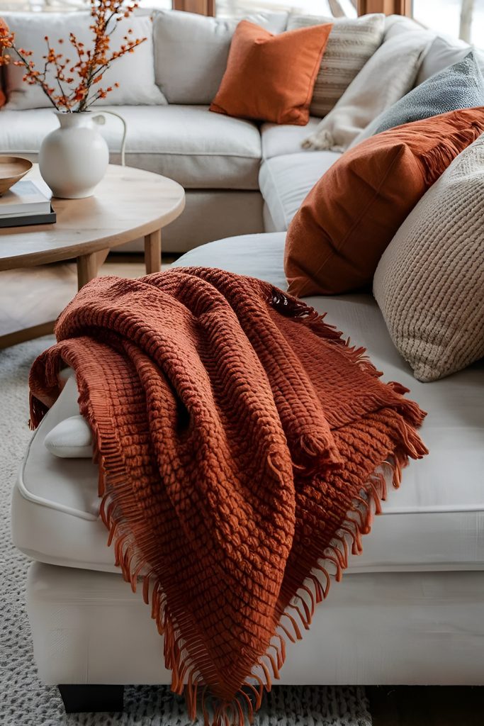 Add Cozy Throw Blankets and Pillows for Casual