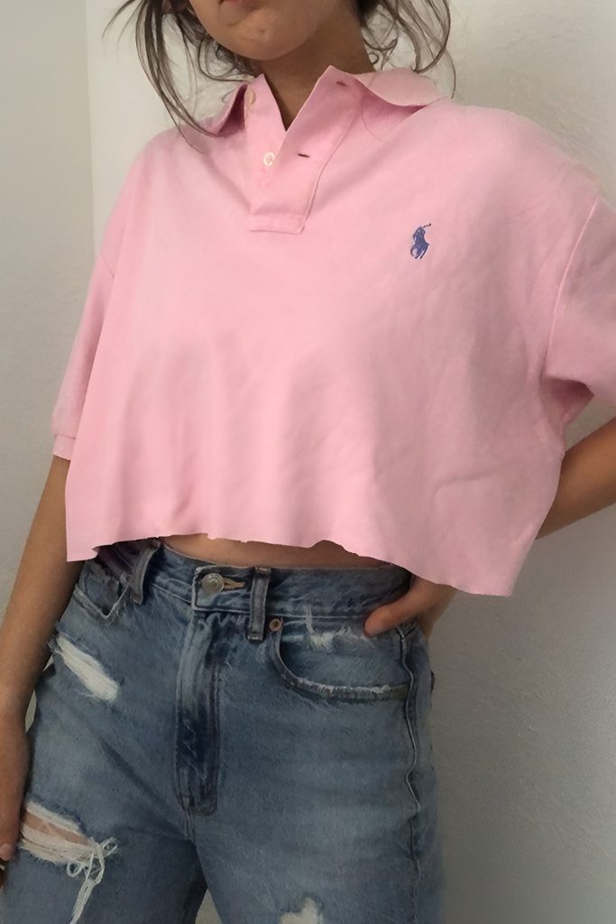 Baby Pink Cropped Polo for Sporty Sweetness