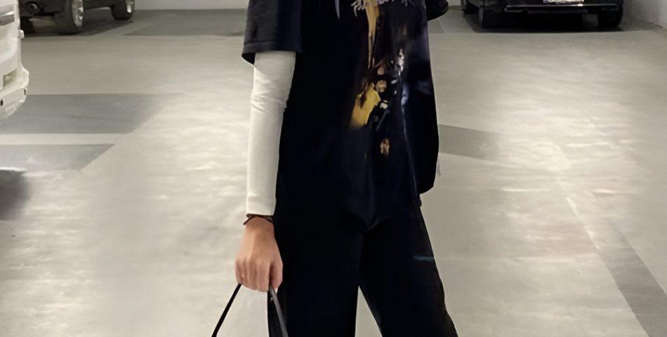 Band Tee Over Long Sleeve Layers with Distressed Denim