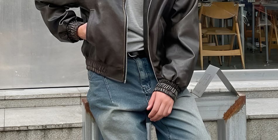 Black Leather Jacket Over Black Denim