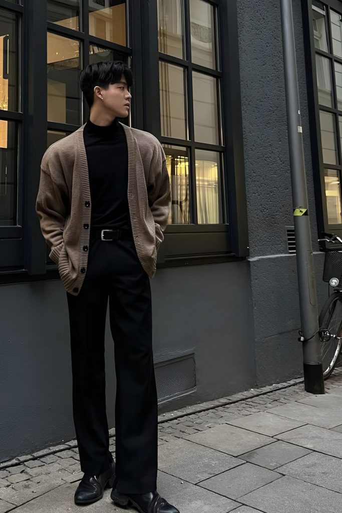 Black Turtleneck with Tailored Trousers