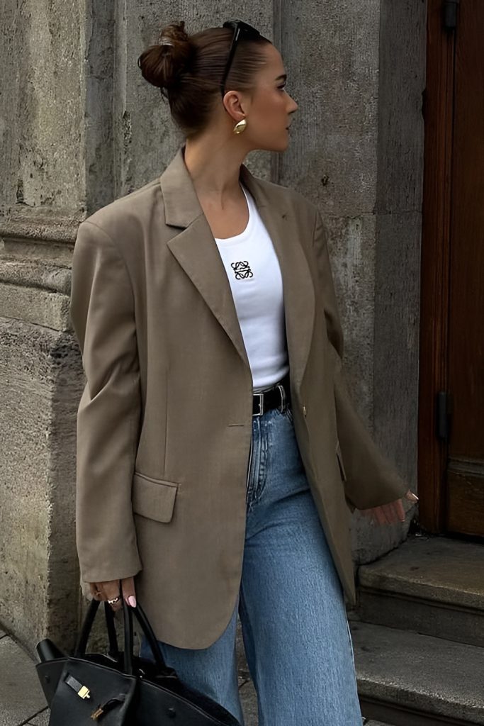 Casual and Classy by Pairing Baggy Jeans with a Blazer