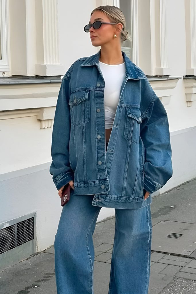 Create a Statement in Double Denim with an Oversized Jacket