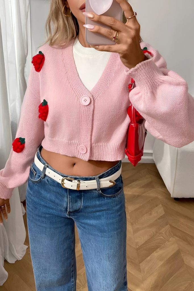 Cropped Cardigan with Whimsical Buttons