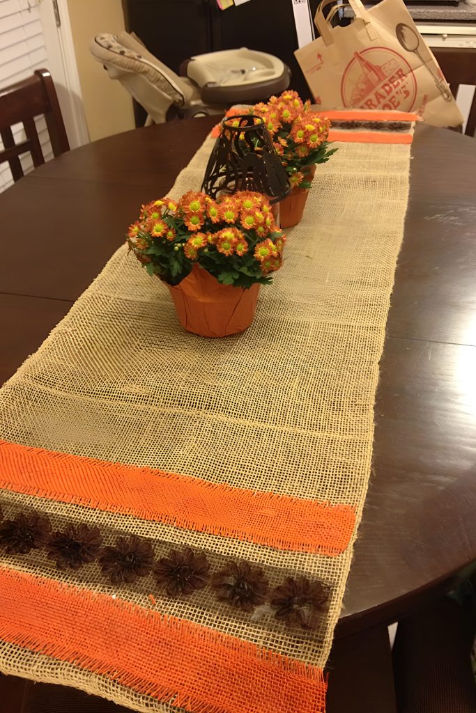 DIY Burlap Table Runner with Natural Touches