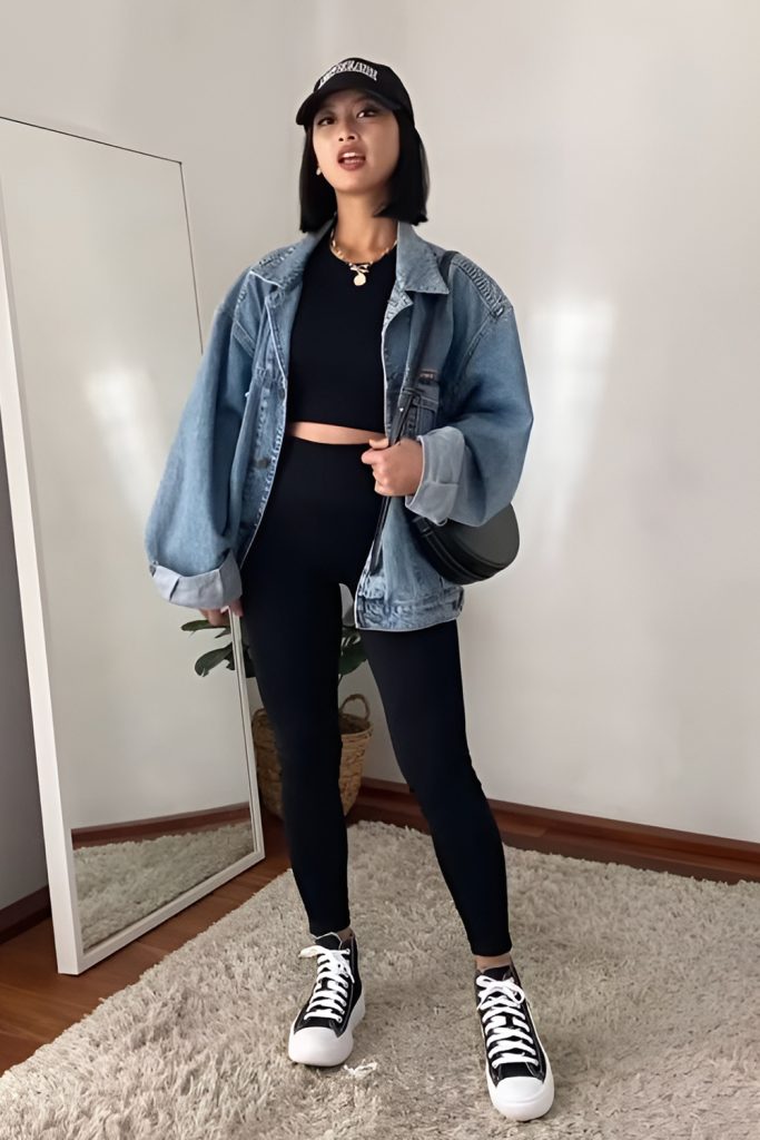 Denim Jacket Over Layered Basics for Appeal