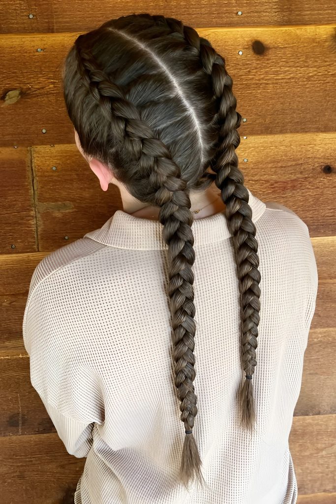 Double Dutch Braids with Sporty Edge