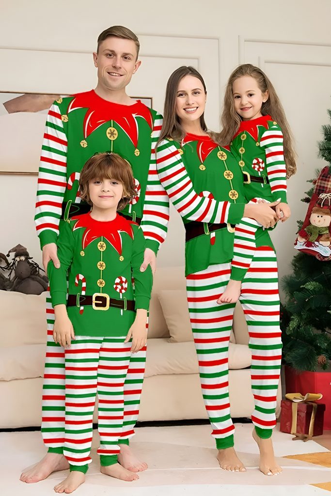 Family Elf Pyjamas for a Whimsical North Pole Atmosphere