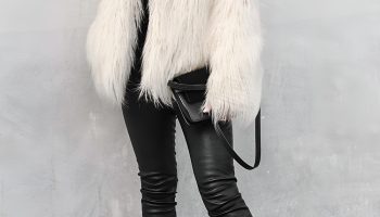 Faux Fur Coat and Leather Leggings for Glam Rock Impact