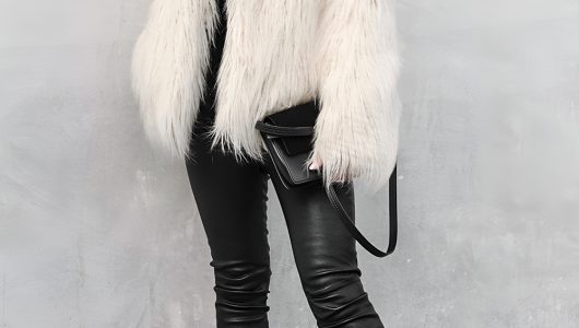 Faux Fur Coat and Leather Leggings for Glam Rock Impact