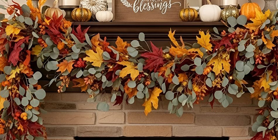 Fireplace Setting with Autumn Decor