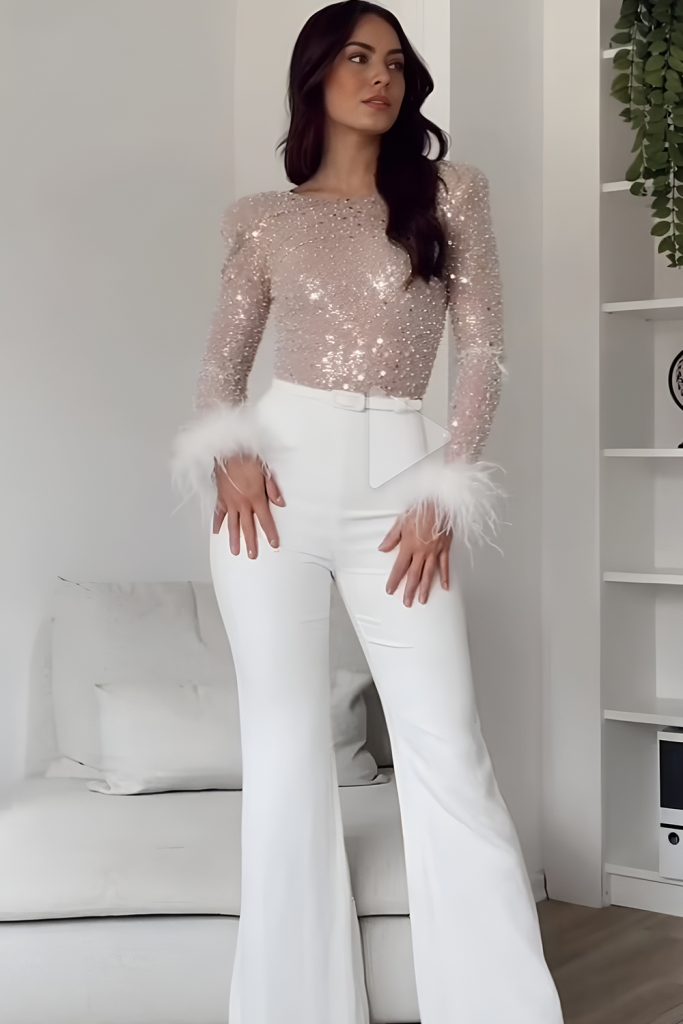 Fresh White Suits Combined with Sparkly Tops