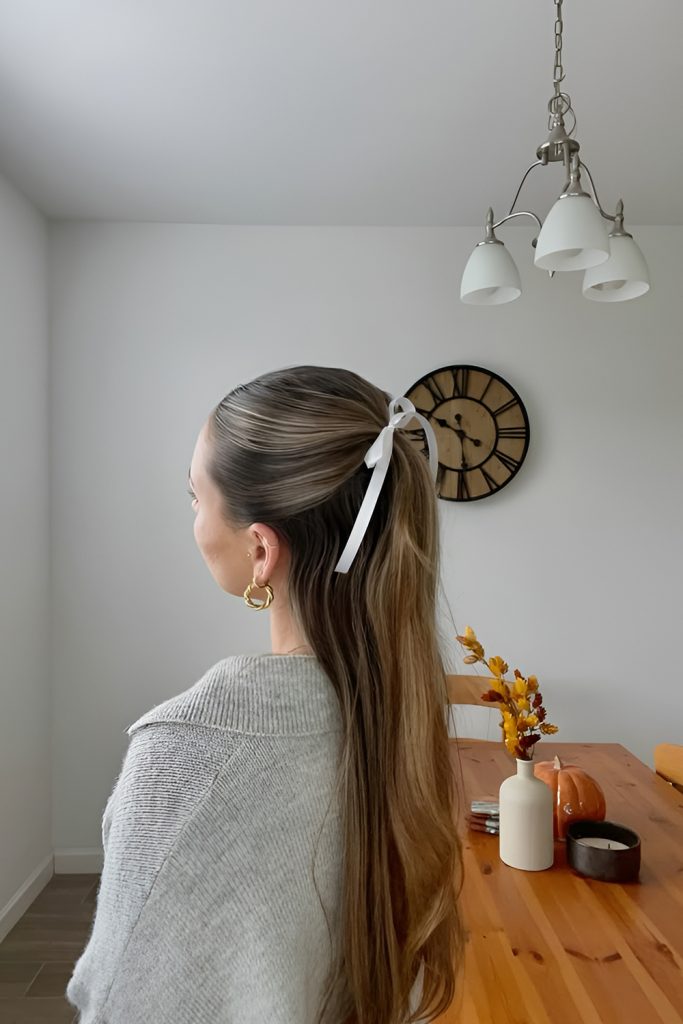 Half Up Twist with Ribbon Detail