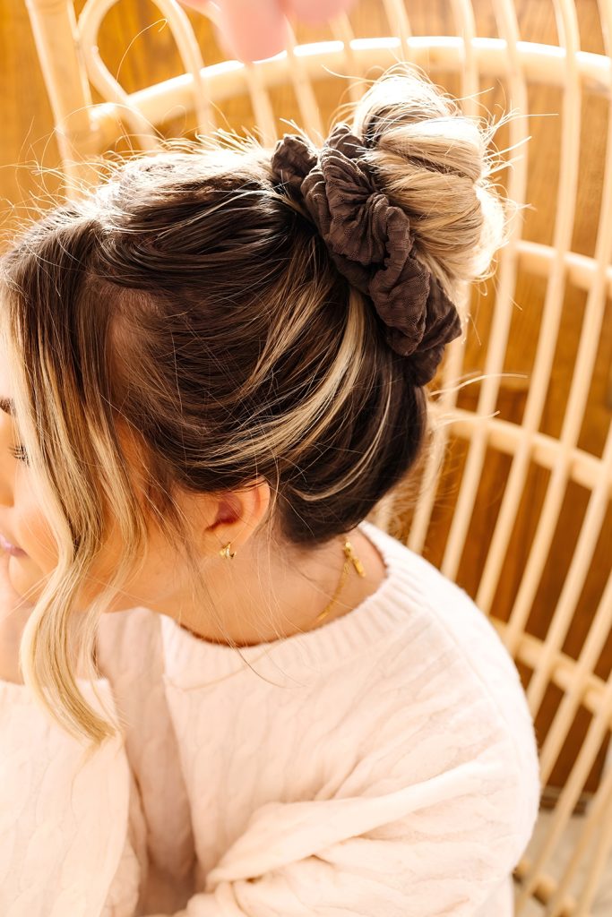 High Bun with Scrunchie Statement
