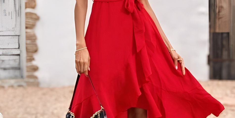 High Low Hem Red Dress for Sophisticated Movement