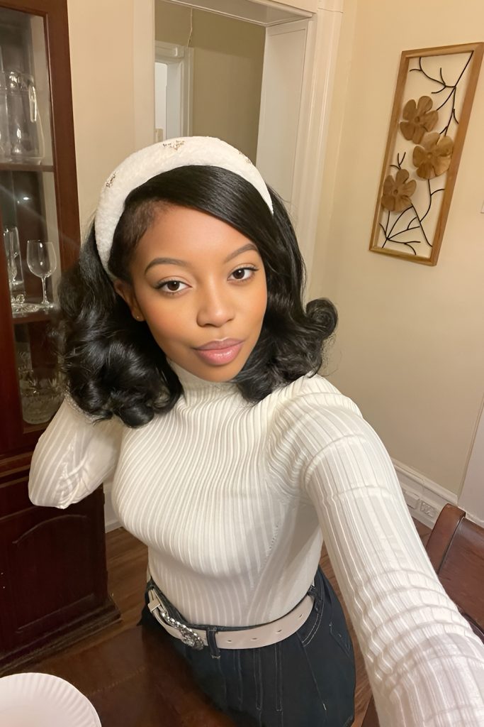 High Puff with Decorative Headband