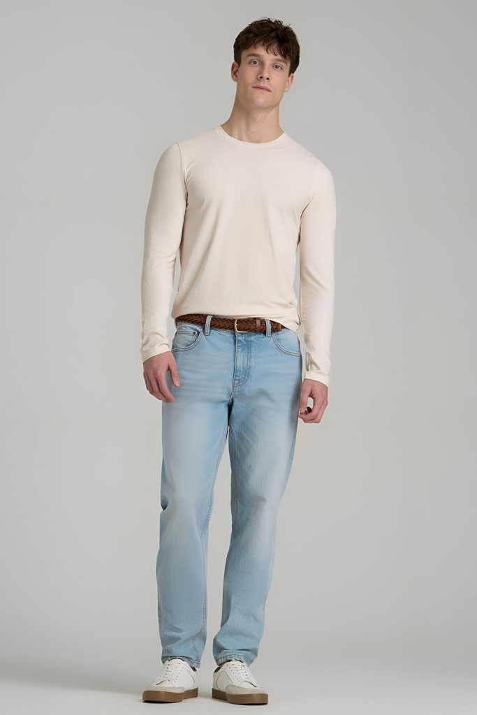 Layered Thermal Tee with Slim Fit Jeans
