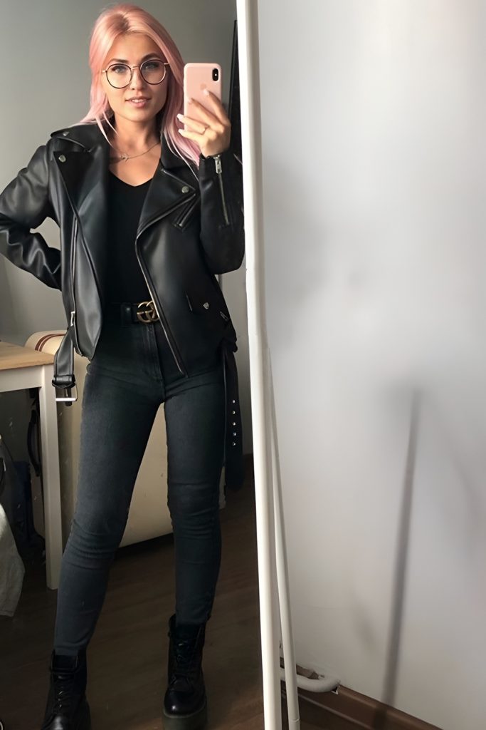 Leather Jacket and Skinny Jeans for Iconic Edge