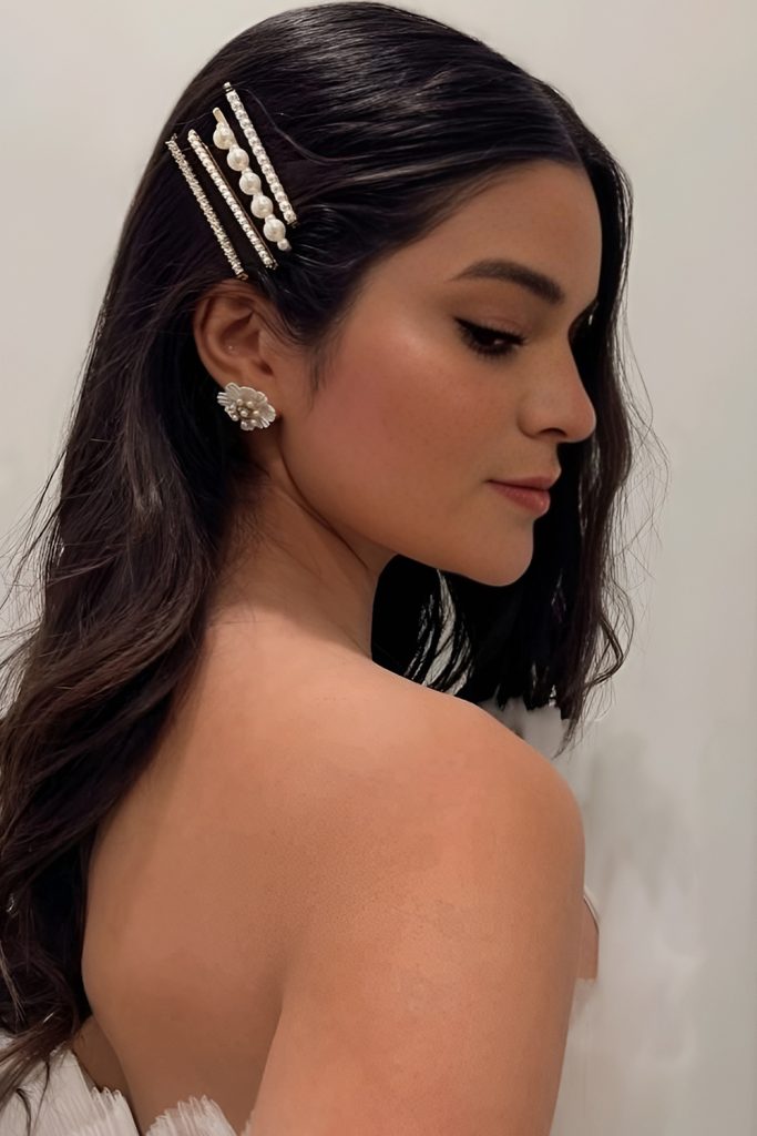 Loose Waves with Sparkling Hair Clips