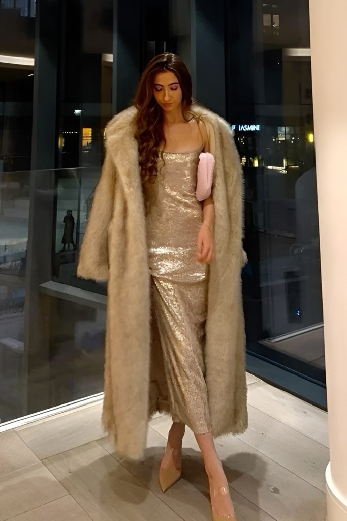 Luxe Evening Look with Teddy Coat night out