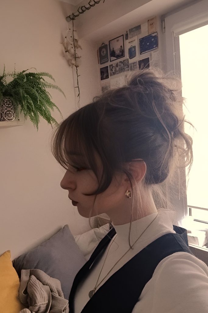 Messy Bun with Gold Hairpins