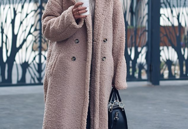 Monochrome Teddy Coat Look