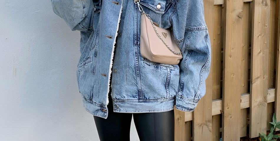 Oversized Denim Jacket with Plaid Pants for Grunge Chic