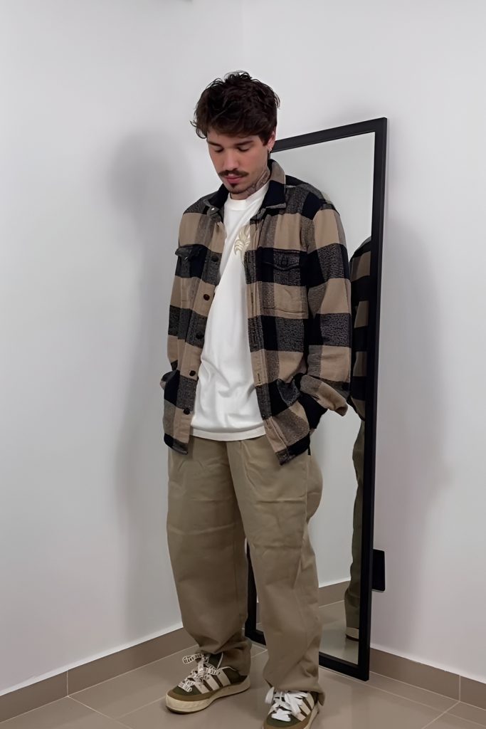 Plaid Overshirt with Straight Leg Jeans