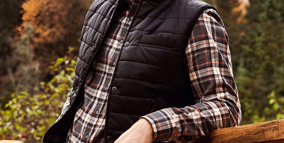 Quilted Vest Layered Over a Long Sleeve Shirt