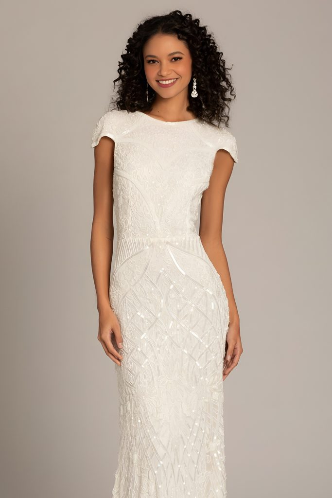 Refined Cap Sleeve Beaded Dress for Luxury Holiday Glam
