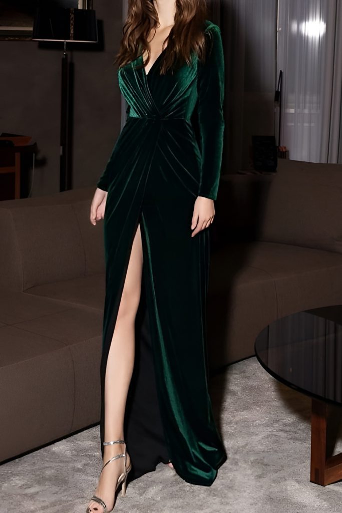 Rich Long Sleeve Velvet Gown