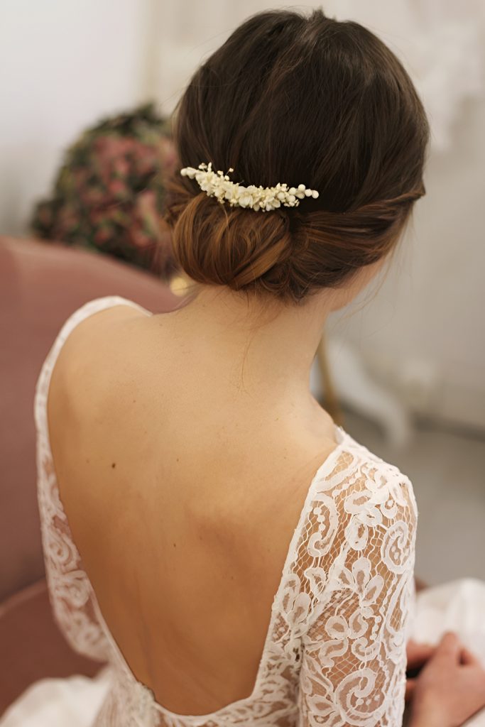 Romantic Low Chignon with Decorative Comb