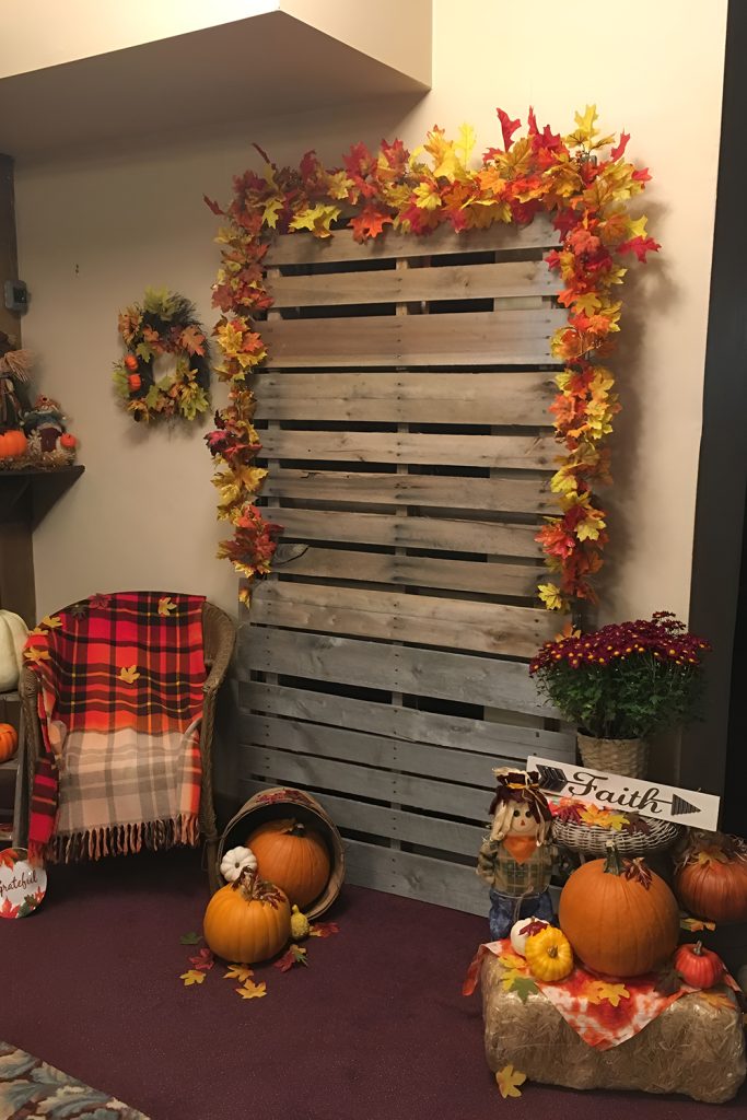 Rustic Barn Door with Fall Leaves