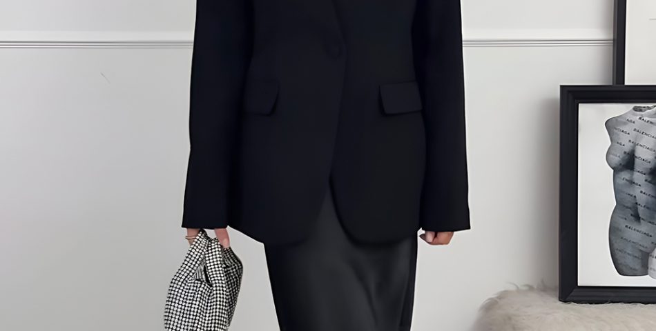 Satin Skirt and Tailored Blazer for Ease of Sophistication