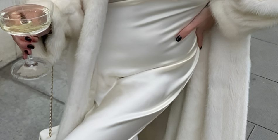 Satin Slip Dresses Layered with Luxe Faux Fur