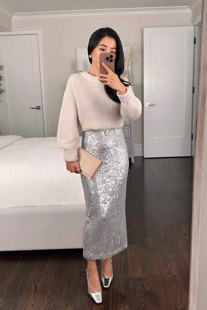 Sequin Midi Dress for an Evening Glamorous Appearance