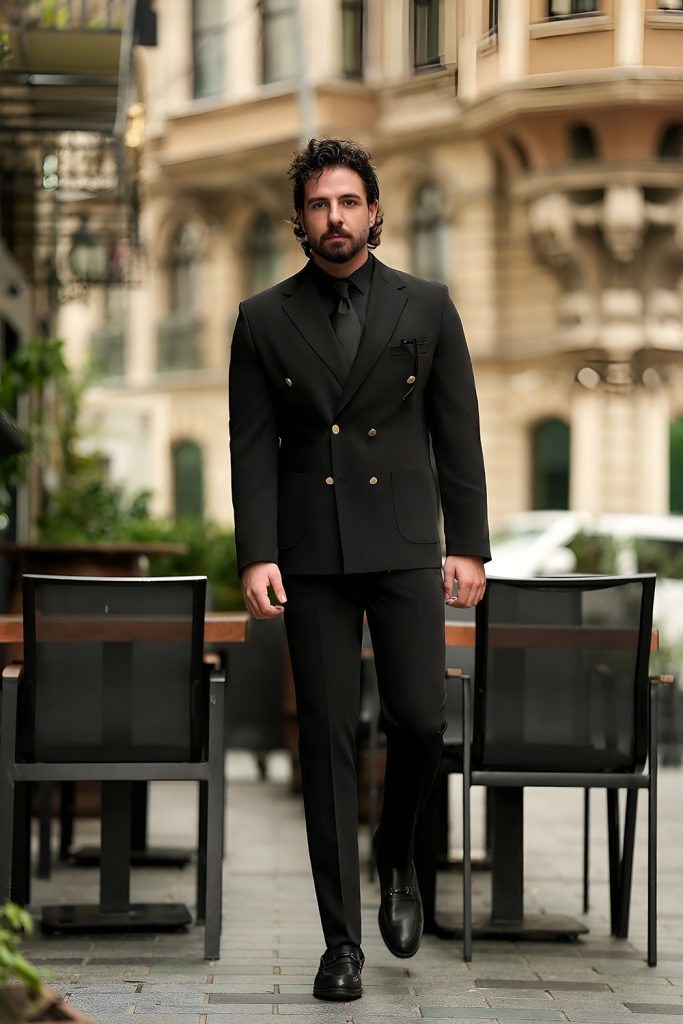 Sharp Double Breasted Black Blazer