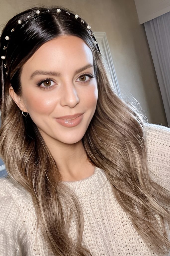 Sleek Straight Hair with Pearl Headband