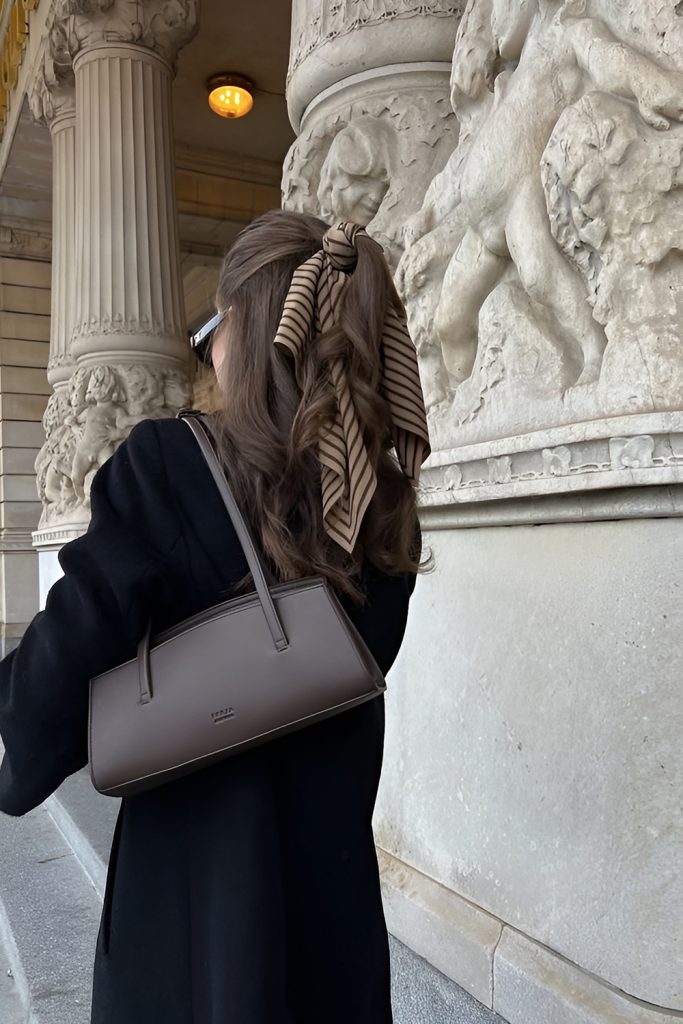 Soft Curls with a Plaid Hair Scarf