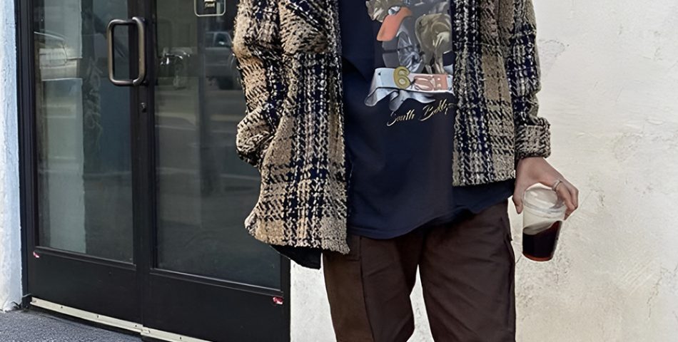 Statement graphic tees with layered outerwear