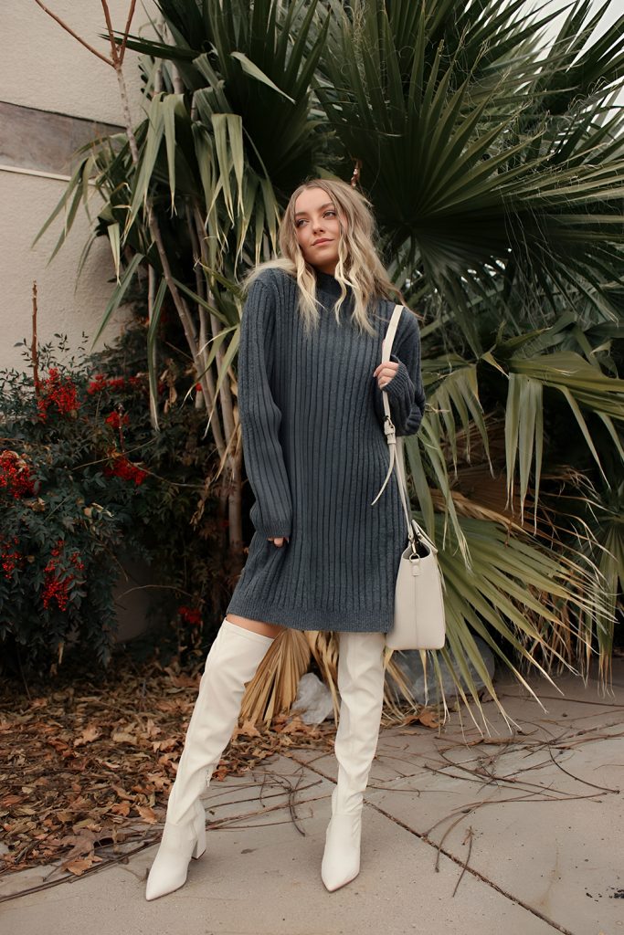 Sweater Dresses and Knee High Boots