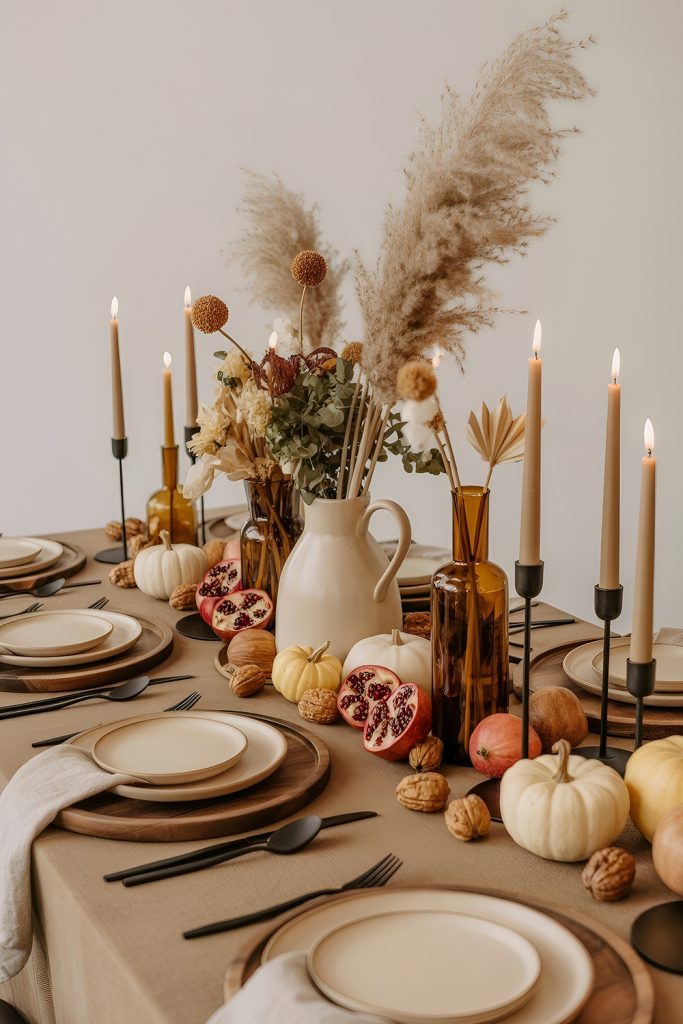 Table Dressing with Layered Textures and Nature