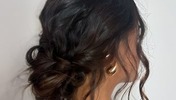 Textured Low Bun with Gold Accessories