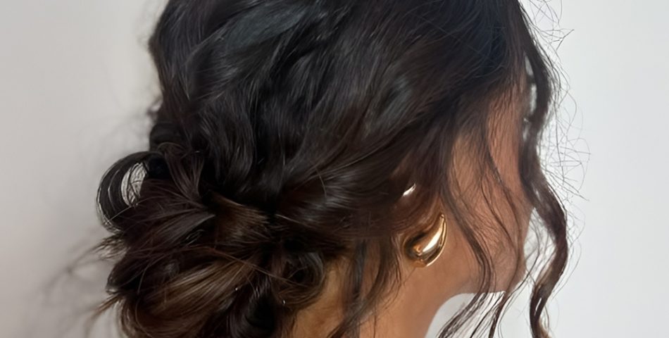 Textured Low Bun with Gold Accessories