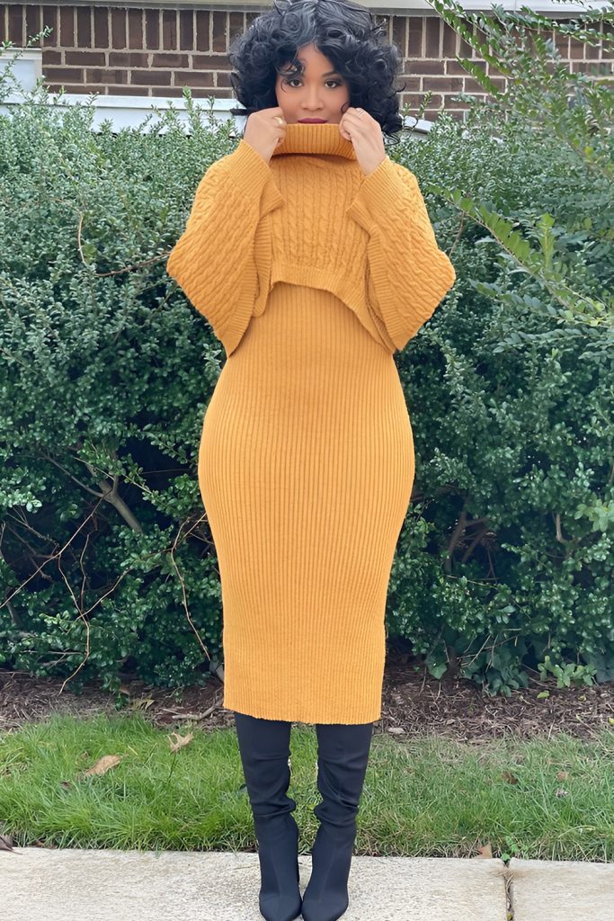 Warm Empire Waist Sweater Dress for Festive Style