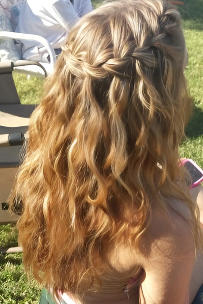 Waterfall Braid Over Loose Waves