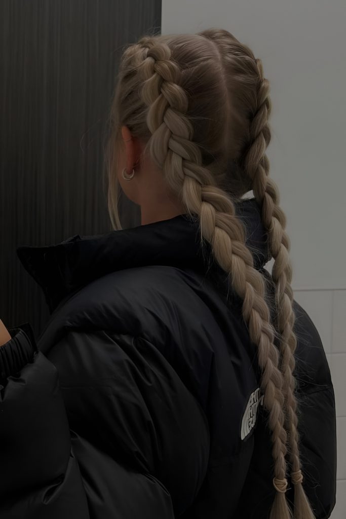 Winter Glam in a Loose, Textured Dutch Braid
