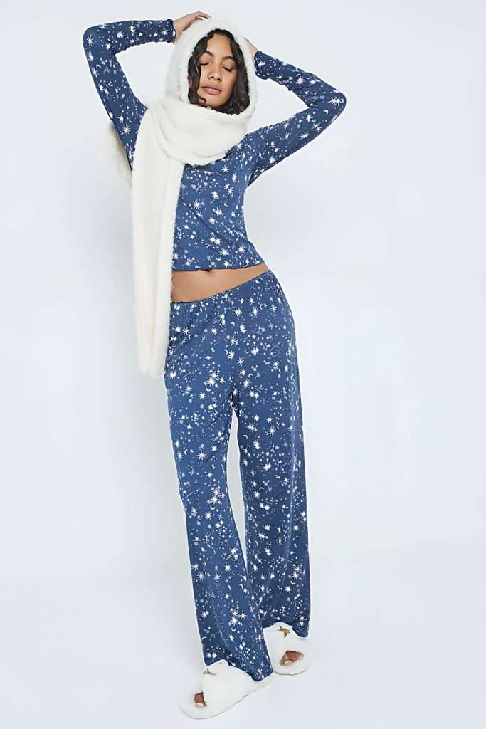 Blue Snowflake Thermal Pajama Set
