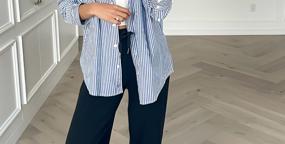 Button Down Shirt Tucked Into Relaxed Trousers